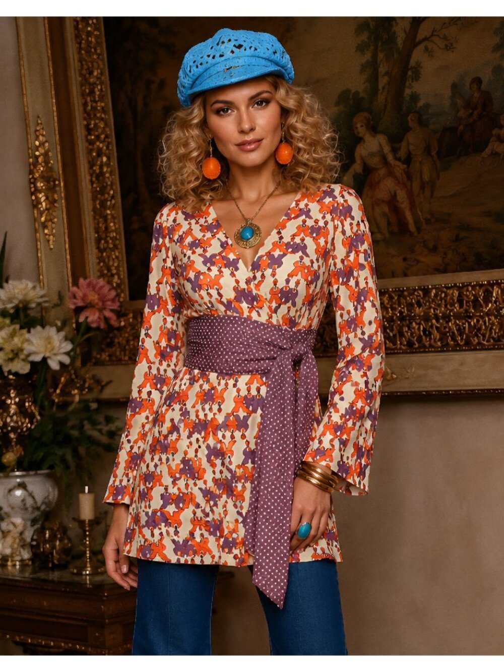 Vintage CLIMAX Psychedelic Wrap Blouse